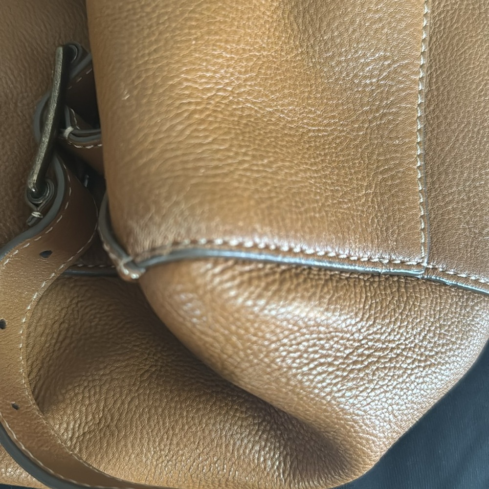 Frye Tan Leather Drawstring Flap Backpack - image 9